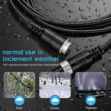 EKYLIN 16FT 5M Car Video Extension Cable 4-Pin Aviation Waterproof Shockproof for CCTV Rearview Camera Truck Trailer Camper Bus Motorhome Vehicle Backup Monitor System