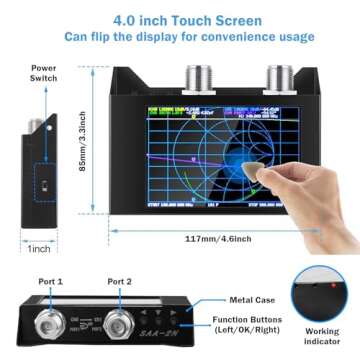 AURSINC NanoVNA SAA-2N V2.2 Vector Network Analyzer, 50KHz-3GHz 4" Touchscreen HF VHF UHF VNA Antenn...