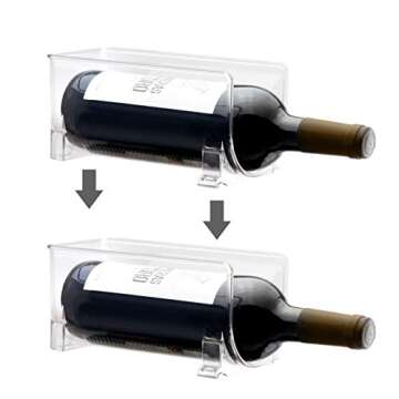 ELTOW Modular Plastic Wine Rack (2-Pack) Stackable Display and Storage System - Clear, Heavy-Duty PET Plastic - Home Kitchen, Bar, Countertop, or Dining Room Use