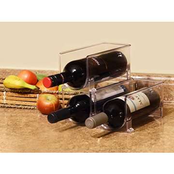 ELTOW Modular Plastic Wine Rack (2-Pack) Stackable Display and Storage System - Clear, Heavy-Duty PET Plastic - Home Kitchen, Bar, Countertop, or Dining Room Use