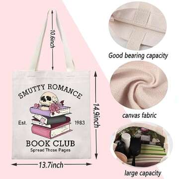 ENSIANTH Smutty Romance Tote Bag Literature Bookish Gift Spicy Reader Lover Gift Smut Book Reader Ha...