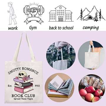 ENSIANTH Smutty Romance Tote Bag Literature Bookish Gift Spicy Reader Lover Gift Smut Book Reader Handle Bag