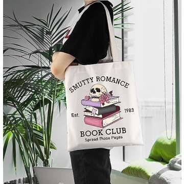 ENSIANTH Smutty Romance Tote Bag Literature Bookish Gift Spicy Reader Lover Gift Smut Book Reader Handle Bag