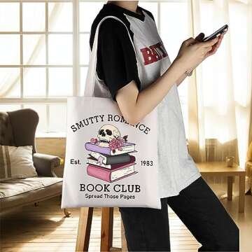 ENSIANTH Smutty Romance Tote Bag Literature Bookish Gift Spicy Reader Lover Gift Smut Book Reader Handle Bag