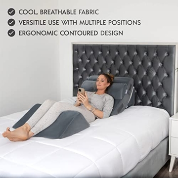 4 Pcs Orthopedic Bed Wedge Pillow Set – Post Surgery, Relaxing, Back & Adjustable Head Support Cushion – Triangle Memory Foam Pillow for Acid Reflux, Sleeping, Reading, Leg Elevation, Snoring (GREY)