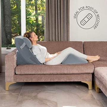 4 Pcs Orthopedic Bed Wedge Pillow Set – Post Surgery, Relaxing, Back & Adjustable Head Support Cushion – Triangle Memory Foam Pillow for Acid Reflux, Sleeping, Reading, Leg Elevation, Snoring (GREY)