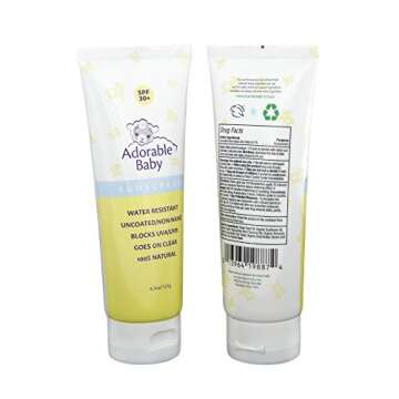 Adorable Baby All Natural Sunscreen SPF 30+ Non-Nano Zinc Oxide UVA/UVB 4.3oz By Loving Naturals (2 Pack)