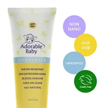 Adorable Baby All Natural Sunscreen SPF 30+ Non-Nano Zinc Oxide UVA/UVB 4.3oz By Loving Naturals (2 Pack)