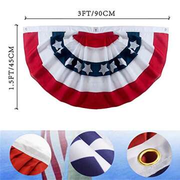 Pleated Fan Flag 2 Pack Patriotic American Bunting Flags for 4th of July/President's Day/Veterans Da...