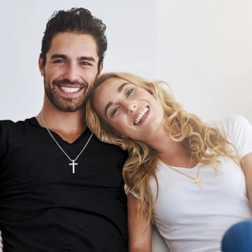 Fiusem Silver Tone Cross Necklace for Men and Women