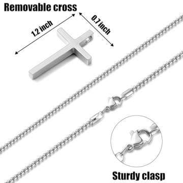 Fiusem Silver Tone Cross Necklace for Men and Women