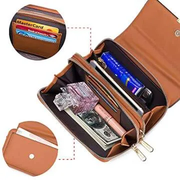 Roulens Small Crossbody Bag for Women,Cell Phone Purse Women's Shoulder Handbags Wallet Purse with Credit Card Slots