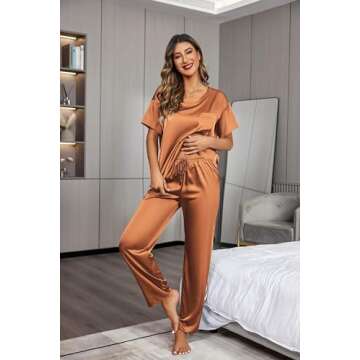 Ekouaer Women's Silk Satin Pajamas Set - Comfort & Style for Everyone