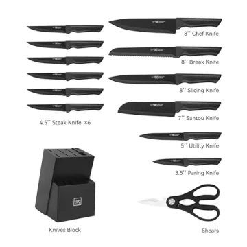 Self-Sharpening Knife Set - 15 Pcs Hundop Kitchen Knives