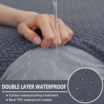 hyha Waterproof Couch Cushion Covers, Stretch Magic Sofa Covers Washable, Thick Jacquard Fabric, Wat...