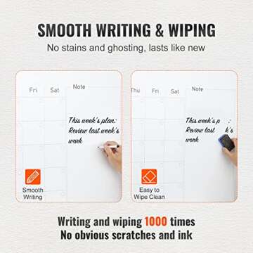 VEVOR Dry Erase Calendar for Wall, 36 x 24 Inches Whiteboard Calendar, Monthly Planner Magnetic Dry Erase Board, 1 Magnetic Erase & 2 Dry Erase Marker & Movable Tray for Restaurant Office Home School