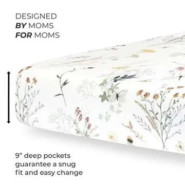 Pobibaby - 2 Pack Premium Fitted Baby Girl Crib Sheets for Standard Mattress - Ultra-Soft Jersey Knit, Safe and Snug, and Stylish Floral Crib Sheet (Wildflower)