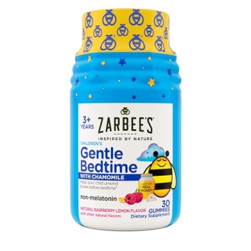 Zarbee's Gentle Bedtime Gummies for Kids - Melatonin-Free Blend of Natural Honey, Raspberry Lemon, a...