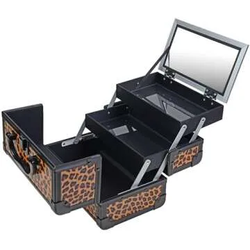 SHANY Chic Makeup Train Case Cosmetic Box Portable Makeup Case Cosmetics Beauty Organizer Jewelry storage with Locks, Multi trays Makeup Storage Box with Makeup Mirror - Lost Cheetah