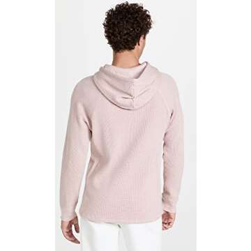 Vince Men's Mouline Thermal Hoodie, Himalayan/Off White, Small