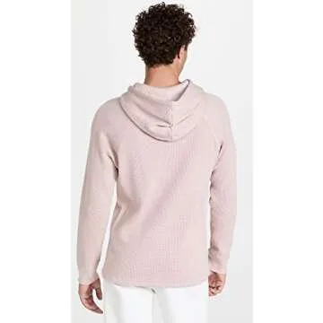 Vince Men's Mouline Thermal Hoodie, Himalayan/Off White, Small