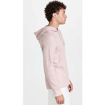 Vince Men's Mouline Thermal Hoodie, Himalayan/Off White, Small