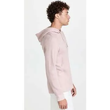 Vince Men's Mouline Thermal Hoodie, Himalayan/Off White, Small