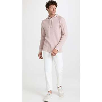 Vince Men's Mouline Thermal Hoodie, Himalayan/Off White, Small