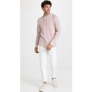 Vince Men's Mouline Thermal Hoodie, Himalayan/Off White, Small