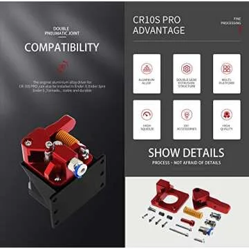 WINSINN Dual Gear Extruder, Ender 3 v2 Upgrade Motor Shaft>20mm, Compatible with Ender 3 Pro CR10 Series 3D Printer TPU Filament Drive Feed