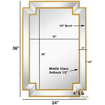 Elegant Hamilton Hills 24x36 Gold Beveled Mirror for Home