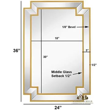 Elegant Hamilton Hills 24x36 Gold Beveled Mirror for Home