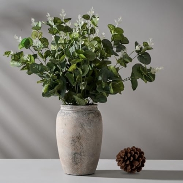 PORCER 8.2 Inch Ceramic Vase, Terracotta Rustic Vase Farmhouse Decorative Vase Boho Decor, Ceramic V...