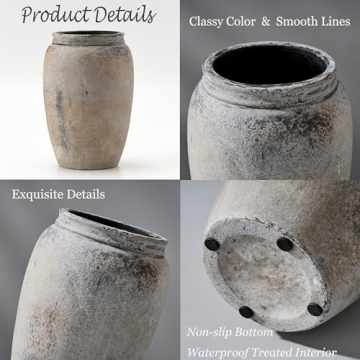 Elegant PORCER 8 Inch Ceramic Rustic Vase for Home Decor