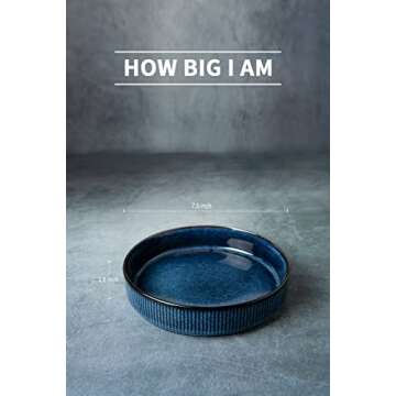 famiware Star 7.5" Pasta Bowls Set, Salad Bowl Set of 4, Double Reactive Glaze, Stackable, Ideal for Your Friend for Housewarming, Festivals, Nebulas Blue