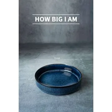 famiware Star 7.5" Pasta Bowls Set, Salad Bowl Set of 4, Double Reactive Glaze, Stackable, Ideal for Your Friend for Housewarming, Festivals, Nebulas Blue