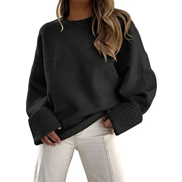 ANRABESS Women's Oversized Crewneck Long Sleeve Fuzzy Knit Casual Chunky Warm 2024 Fall Pullover Swe...
