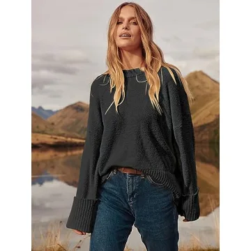 Stylish ANRABESS Women’s Oversized Fuzzy Knit Sweater