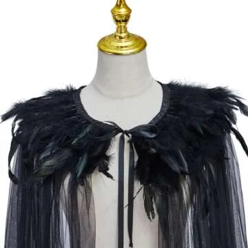 Evil Queen Cosplay Super Villain Cloak Steampunk Feather Collar Witch Cape