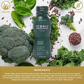 Iconic Protein Drinks, Cacao + Greens - Sugarfree & Organic