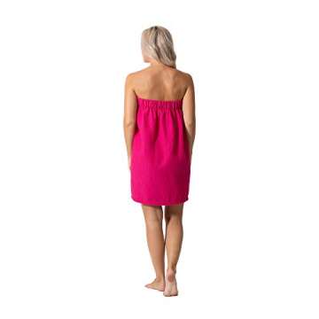 Premium Turkish Cotton Women's Waffle Spa Body Wrap, Fuchsia, Size Small/Medium