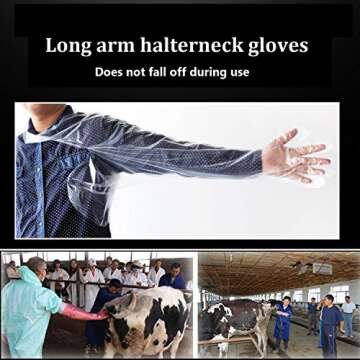 Halter Disposable Artificial Insemination Gloves, Veterinary Gloves Shoulder Length Disposable Cow Palpation, Gloves Disposable Animal(50PCS,35")