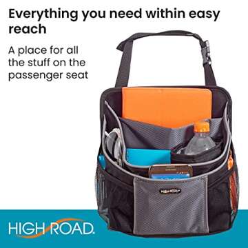 High Road DriverStash Passenger Front Seat or Car Seatback Organizer with Insulated Cup Holder and 1...