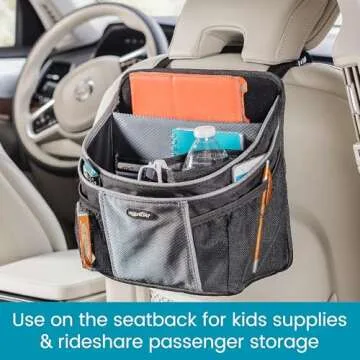 High Road DriverStash Passenger Front Seat or Car Seatback Organizer with Insulated Cup Holder and 10 Multipurpose Pockets for SUVs, Cars, Trucks and Vans