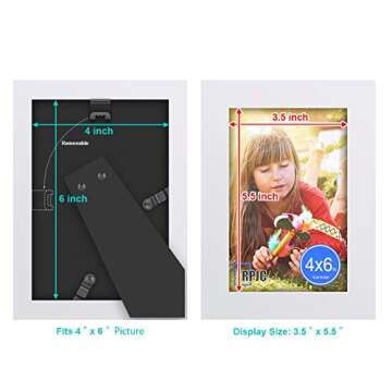 RPJC 4x6 Inch Picture Frame Made of Solid Wood High Definition Glass for Table Top Display and Wall Mounting Photo Frame White