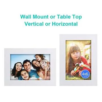 RPJC 4x6 Inch Picture Frame Made of Solid Wood High Definition Glass for Table Top Display and Wall Mounting Photo Frame White