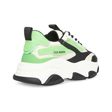 Steve Madden Womens Possession Sneakers - Trendy Casual Footwear in Black/Green