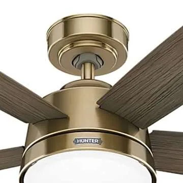 Hunter Fan 52 Inch Casual Burnished Brass Finish Indoor Ceiling Fan with LED Light Kit and Remote Control (Renewed)