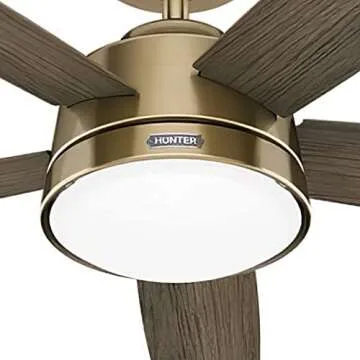 Hunter Fan 52 Inch Casual Burnished Brass Finish Indoor Ceiling Fan with LED Light Kit and Remote Control (Renewed)