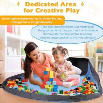 SAM AND MABEL Toy Storage Organizer with Play Mat for Kids – 13"x13"x13" Stackable and Foldable Cu...